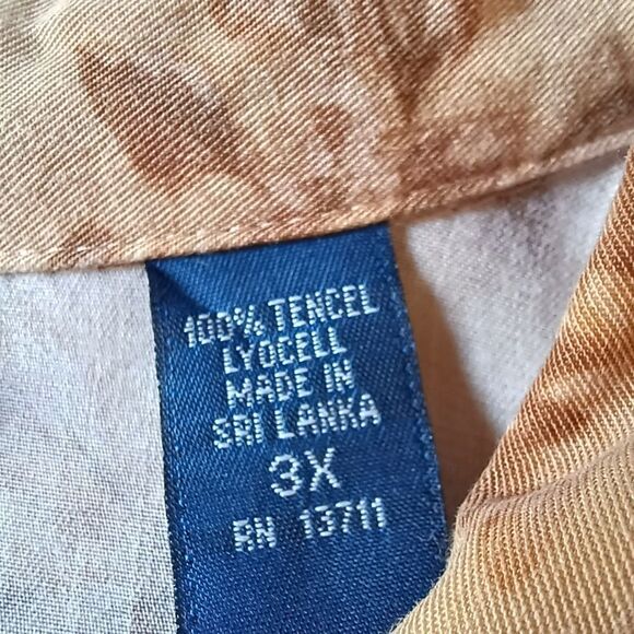 KAREN SCOTT Button Down Shirt Short Sleeve Floral Tencel Lyocell Plus Size 3X - Picture 6 of 9